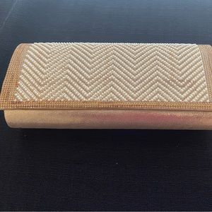 Brand new GOLD evening bag with pearl and gold glitters